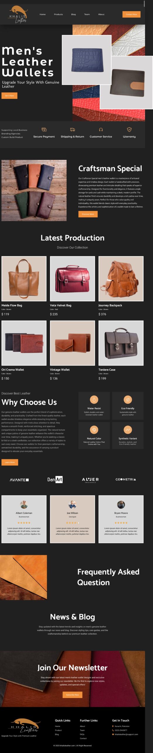 Khalis Leather Website